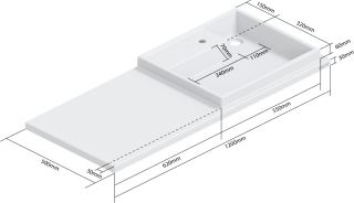 Раковина над стиральной машиной СанТа Юпитер 900125 120см правая белый